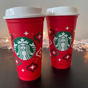 Set of 2 Starbucks 2023 Limited Edition Reusable Red Cups